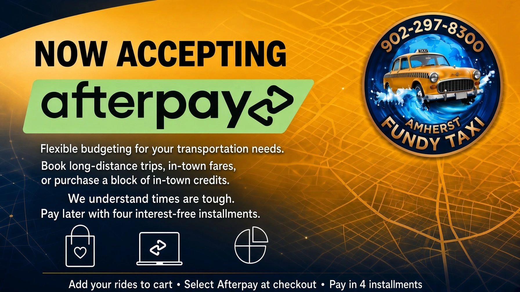 Now accepting Afterpay — flexible budgeting for your transportation needs